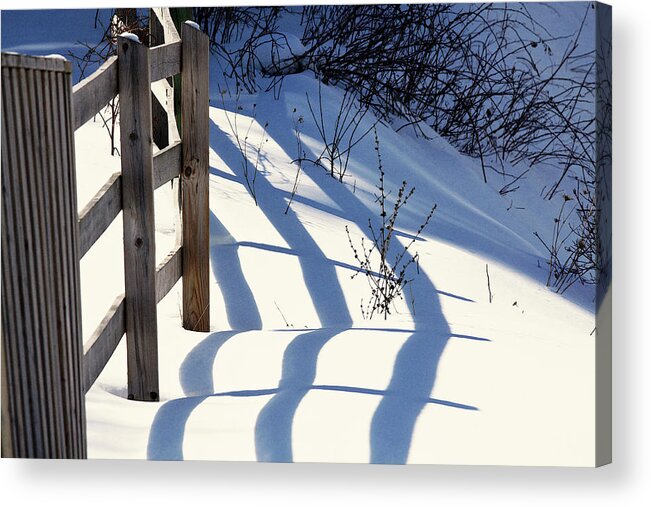 Snow Acrylic Print featuring the photograph Snow, Sun and Shadows by Tatiana Travelways