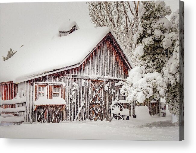Antiques Acrylic Print featuring the photograph Snowy Country Barn by Dawn Key