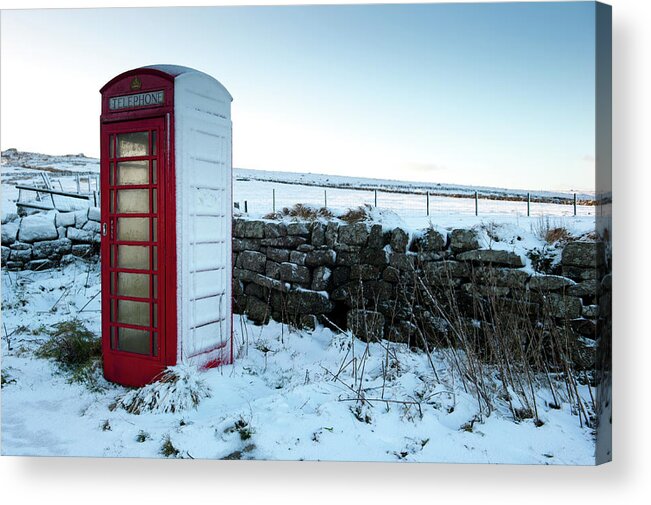 Helen Northcott Acrylic Print featuring the photograph Snowy Telephone Box by Helen Jackson
