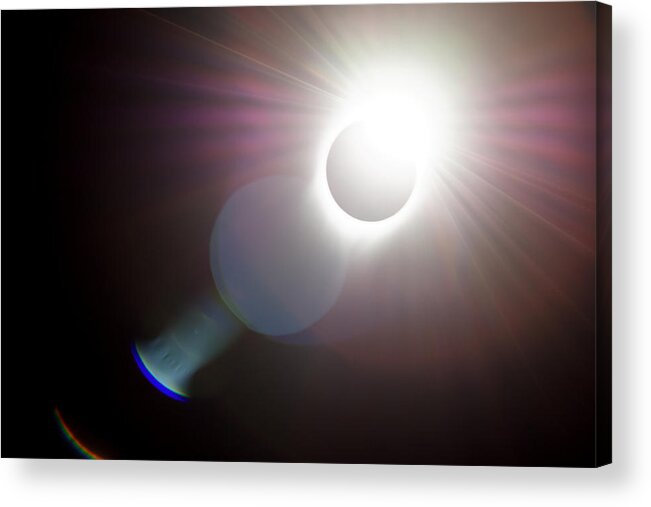 Darin Volpe Nature Acrylic Print featuring the photograph Solar Flare -- 2017 Solar Eclipse in Independence, Oregon by Darin Volpe