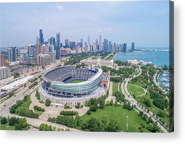 Burnham Harbor Acrylic Print featuring the photograph Soldier Field by Sebastian Musial