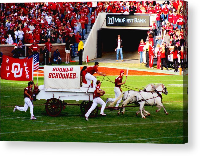 Oklahoma Acrylic Print featuring the photograph Sooner Schooner by Gary Clem