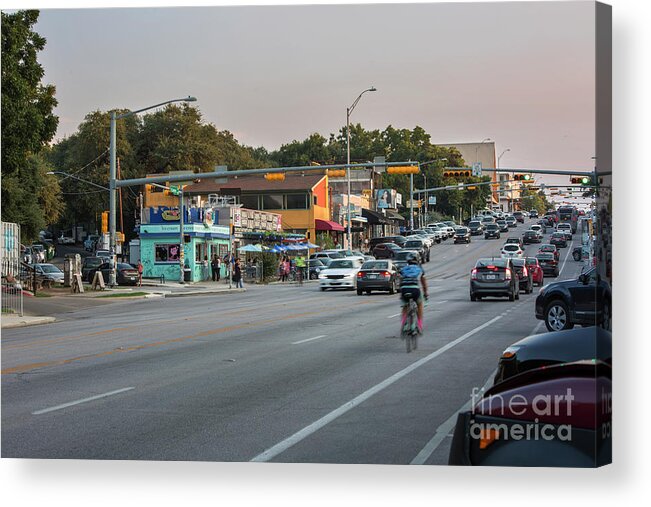 South Congress Avenue Acrylic Print featuring the photograph South Congress Avenue is a vibrant neighborhood full of eclectic boutiques, restaurants and live music venues by Dan Herron