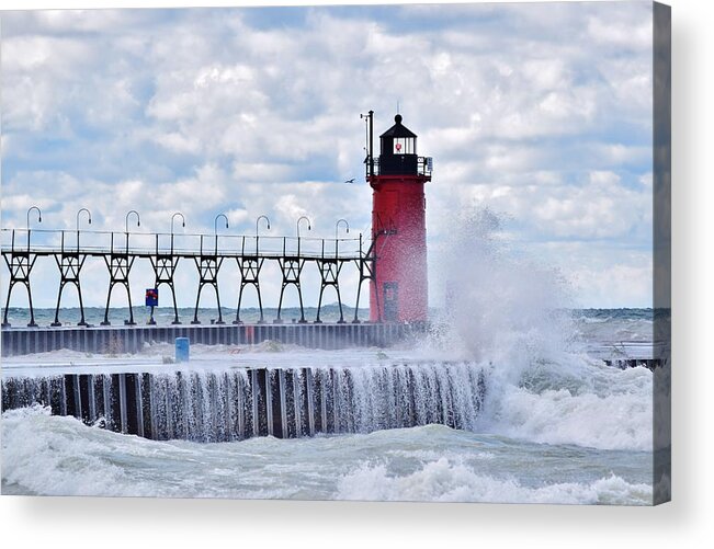Michigan Acrylic Print featuring the photograph South Haven Lighthouse by Nicole Lloyd