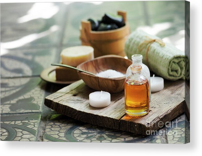 Oil Acrylic Print featuring the photograph Spa and wellness still life by Jelena Jovanovic