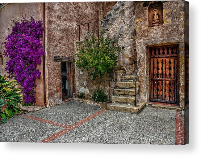 California Acrylic Print featuring the photograph Spanish Mission's back entrance. by Patrick Boening