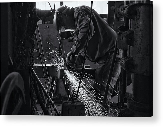 Grinding Acrylic Print featuring the photograph Sparks by Tom Singleton