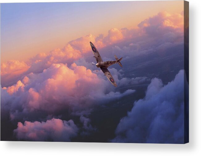 Spitfire Acrylic Print featuring the digital art Spitfire Hour by Airpower Art