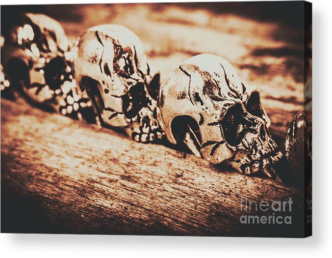 Skeleton Acrylic Print featuring the photograph Spooky skeleton craniums by Jorgo Photography