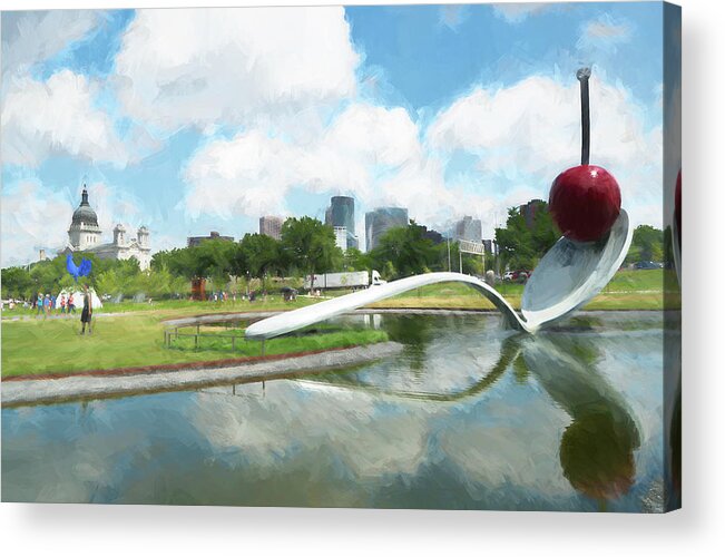 Spoon And Cherry Acrylic Print featuring the digital art Spoon and Cherry by Susan Stone