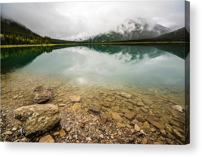Mountains And Clouds Acrylic Print featuring the photograph Spray Lake Alberta by Karl Anderson