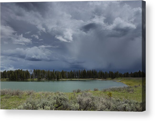 Indian Acrylic Print featuring the photograph Spring Thunderstorm at Yellowstone by David Watkins