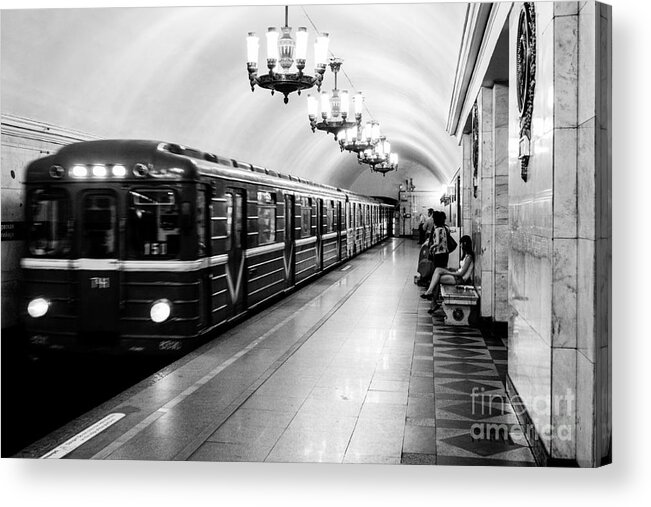 Russia Acrylic Print featuring the photograph St Petersburg Russia Subway Station by Thomas Marchessault