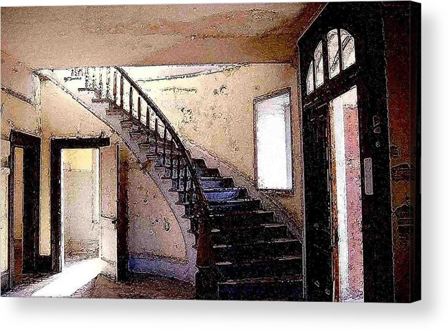 Meade Hotel Acrylic Print featuring the photograph Stairway - Meade Hotel - Bannack MT by Nelson Strong