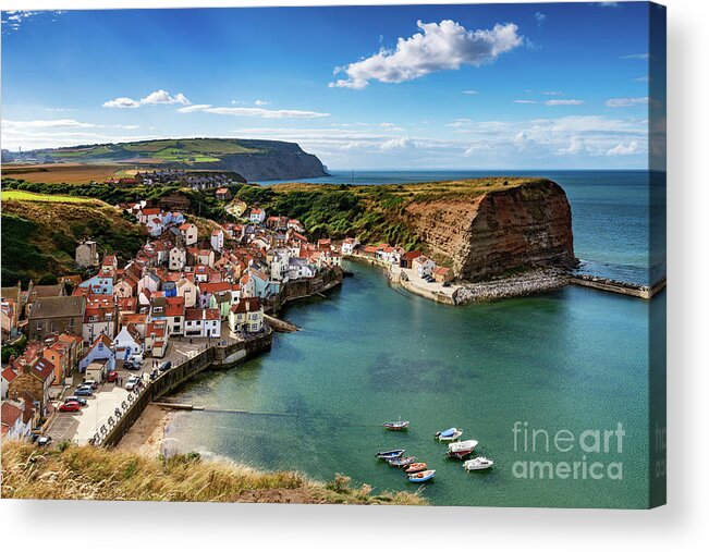 Coast Acrylic Print featuring the photograph Staithes from Penny Nab by Richard Burdon