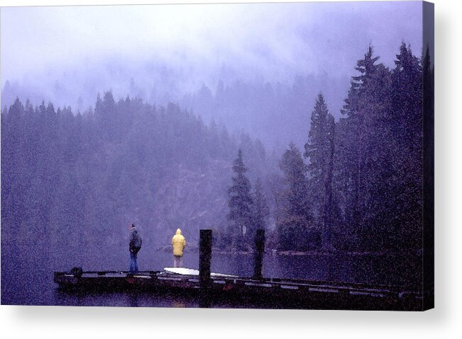 Fishing Acrylic Print featuring the photograph Standing in the Mist 2 WC by Lyle Crump