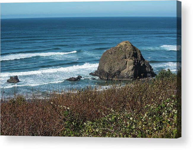 Haystack Rock Acrylic Print featuring the photograph Standing Like a Haystack by Tom Cochran
