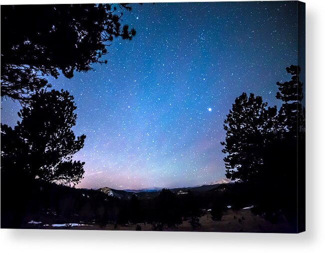 Night Acrylic Print featuring the photograph Starry Rocky Mountain Forest Night by James BO Insogna