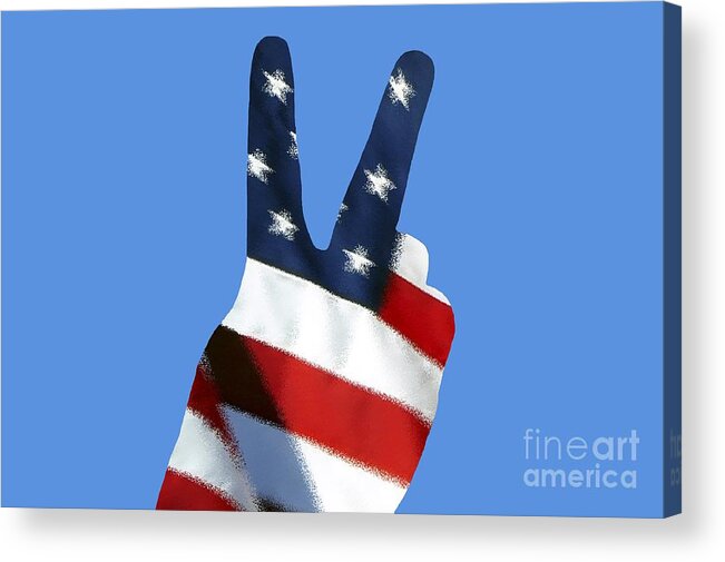 Peace Sign Acrylic Print featuring the photograph Stars and Stripes Peace Sign .png by Al Powell Photography USA
