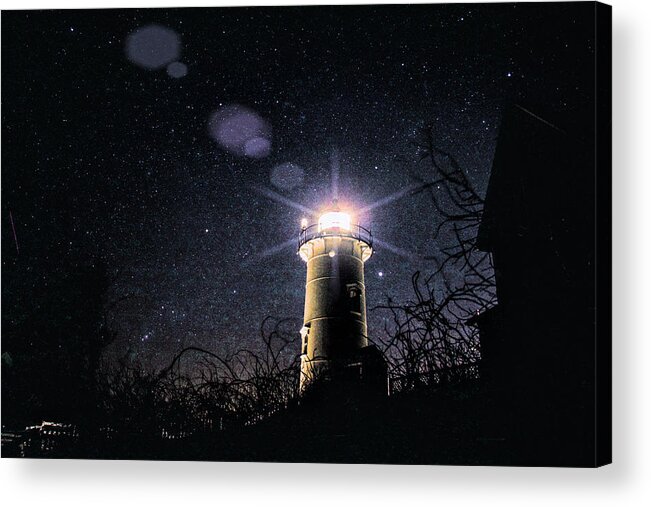 #jefffolger Acrylic Print featuring the photograph Stars over Nobska lighthouse by Jeff Folger