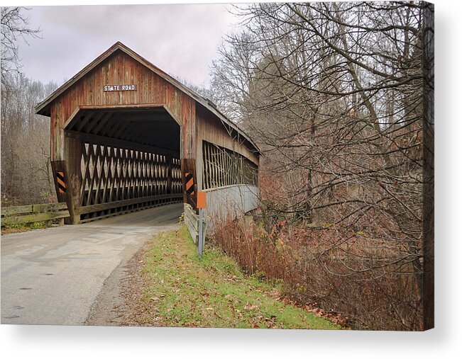 America Acrylic Print featuring the photograph State Road Covered Bridge by Jack R Perry