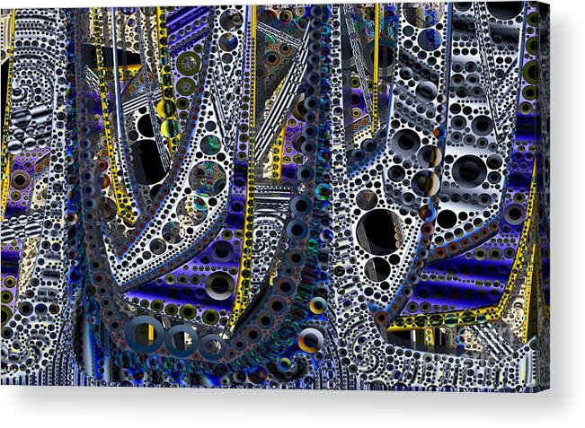 Abstract Acrylic Print featuring the digital art Steel Shapes Our World by Ron Bissett