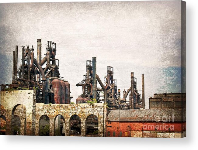 Steel Stacks Acrylic Print featuring the photograph Steel Stacks by Beth Ferris Sale