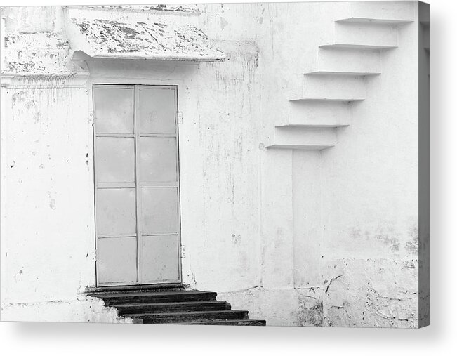 Big Rectangle Acrylic Print featuring the photograph Steps Door Squares by Prakash Ghai
