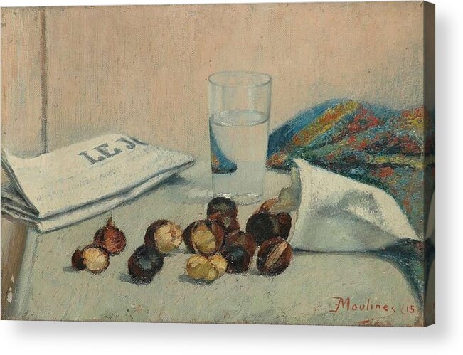 Still Life With Chestnuts By Ernest Moulines (1870-1942) Acrylic Print featuring the painting Still Life with Chestnuts by Ernest Moulines