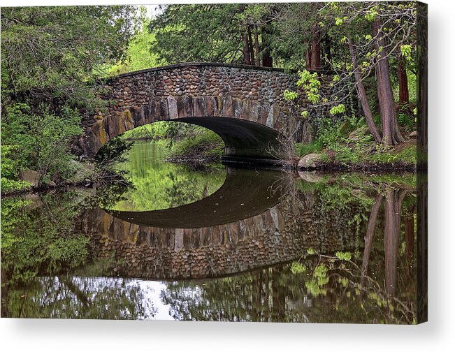 Arch Acrylic Print featuring the photograph Stone Arch Bridge over still water by Kyle Lee