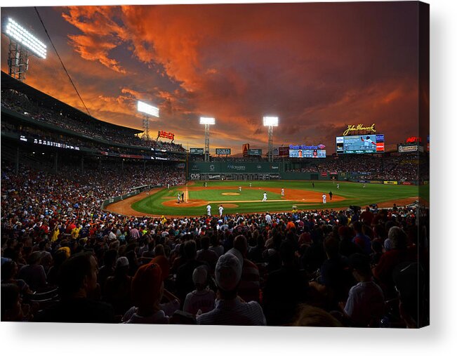 Boston Acrylic Print featuring the photograph Storm clouds over Fenway Park by Toby McGuire