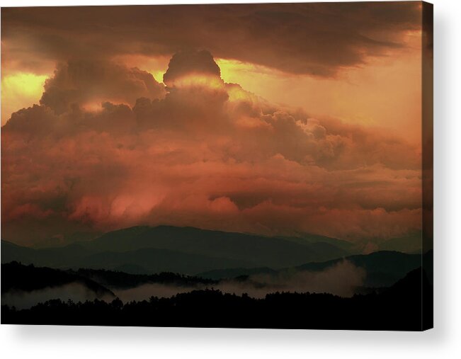 Smoky Mountains Storm Acrylic Print featuring the photograph Storm Over The Smokies 2 by Michael Eingle