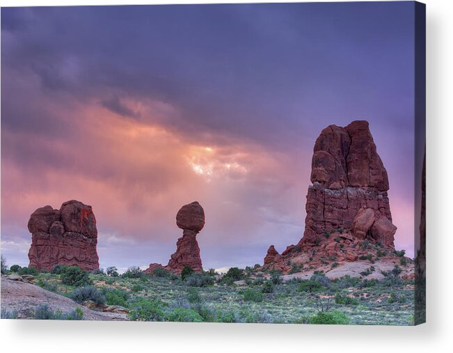 Desert Acrylic Print featuring the photograph Stormy Sunset in the Desert by David Watkins