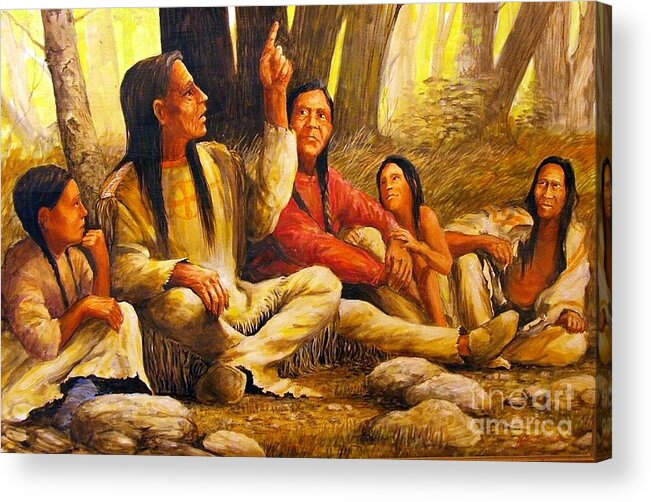 Story Teller Acrylic Print featuring the painting Story Teller by Perry's Fine Art
