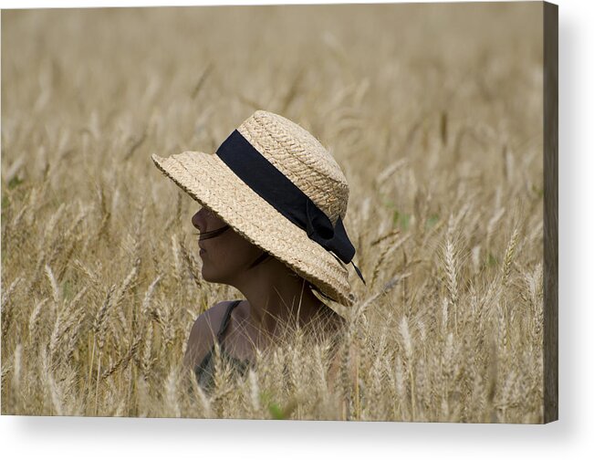 Woman Acrylic Print featuring the photograph Straw hat by Mats Silvan