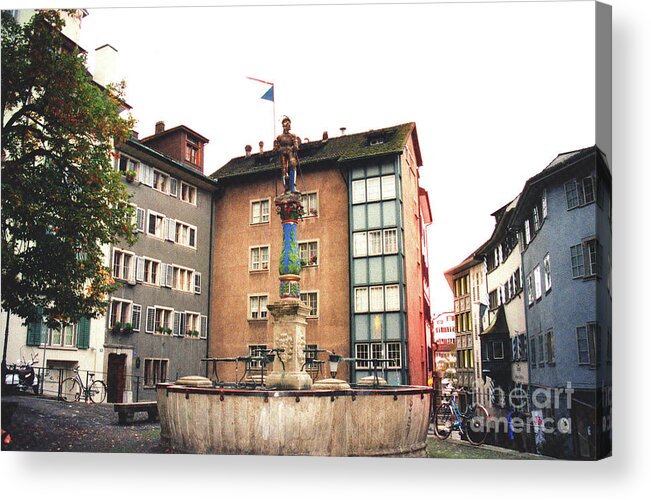 Landmark Acrylic Print featuring the photograph Stuessihofstatt Zurich Switzerland by Susanne Van Hulst