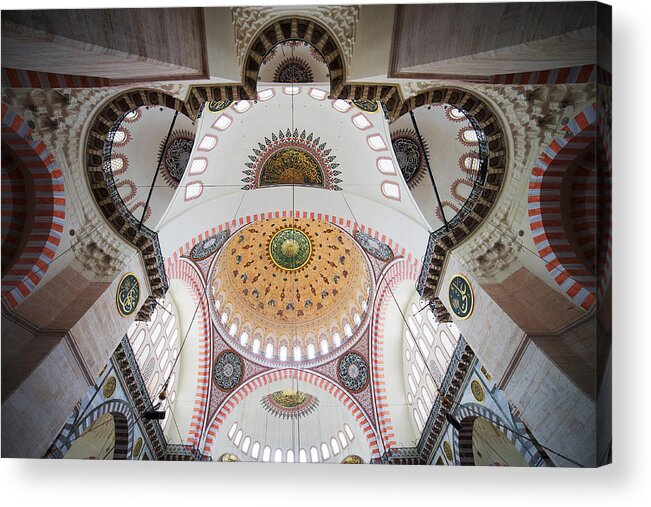 Suleymaniye Acrylic Print featuring the photograph Suleymaniye Mosque Ceiling by Artur Bogacki