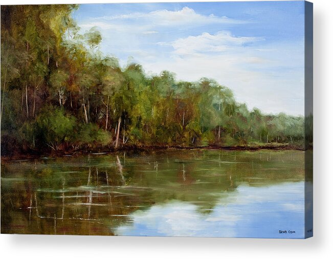Landscape Acrylic Print featuring the painting Summertime On The River by Glenda Cason