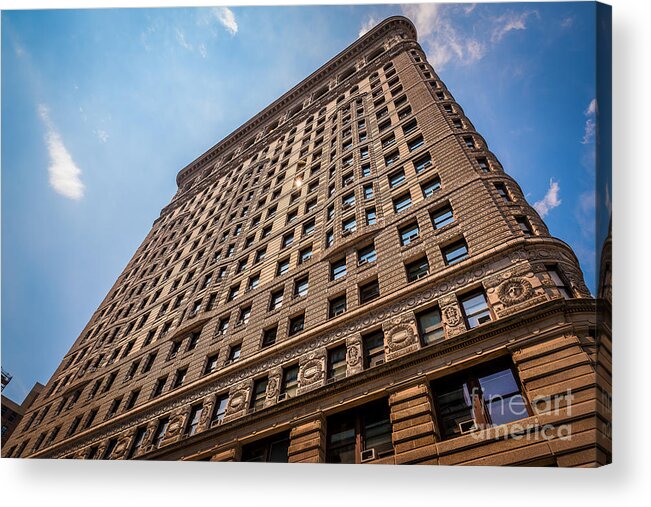 Flatiron Building Acrylic Print featuring the photograph Sun reflection on the Flatiron Building by Alissa Beth Photography