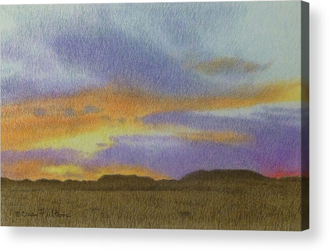 North Dakota Acrylic Print featuring the pastel Sundown in Dakota by Cris Fulton