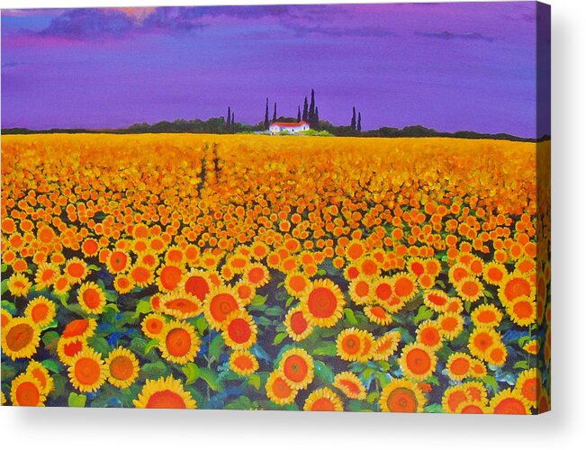 Sunflowers Acrylic Print featuring the painting Sunflower Field by Anne Marie Brown