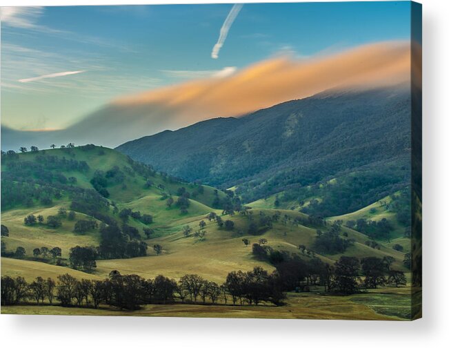 Landscape Acrylic Print featuring the photograph Sunlit Clouds On A Ridge by Marc Crumpler