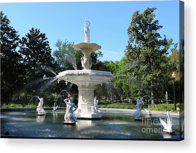 Forsyth Park Fountain Acrylic Print featuring the photograph Sunny Savannah Forsyth Park Fountain by Carol Groenen