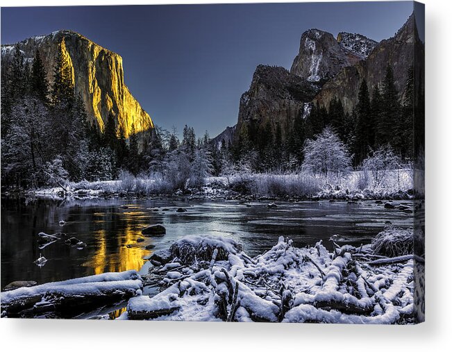 Cold Acrylic Print featuring the photograph Sunrise at El Capitan by Don Hoekwater Photography
