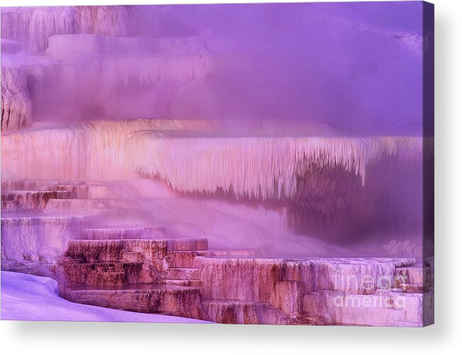 North America Acrylic Print featuring the photograph Sunrise at Minerva Springs Yellowstone National Park by Dave Welling
