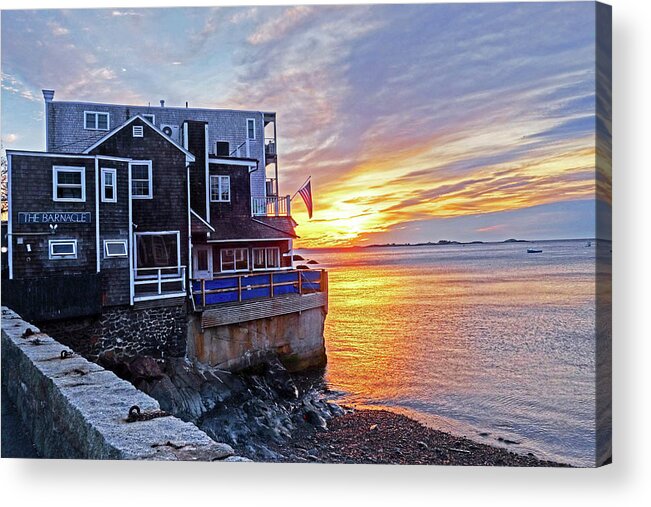 Marblehead Acrylic Print featuring the photograph Sunrise by the Barnacle Marblehead MA by Toby McGuire