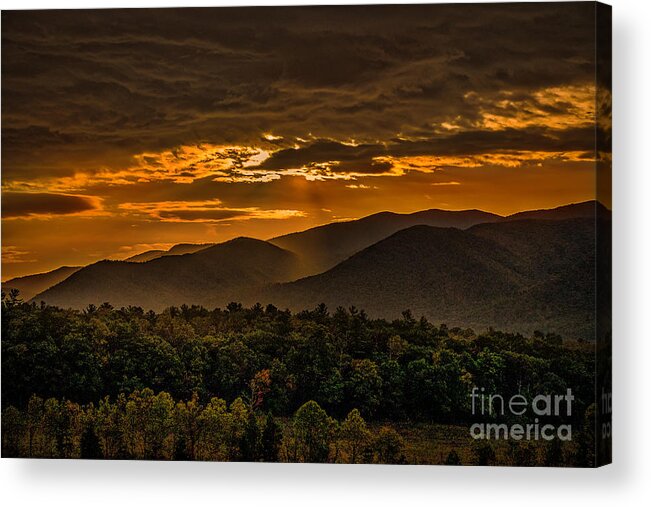 Sunrise Acrylic Print featuring the photograph Sunrise in Cades Cove Great Smoky Mountains Tennessee by T Lowry Wilson