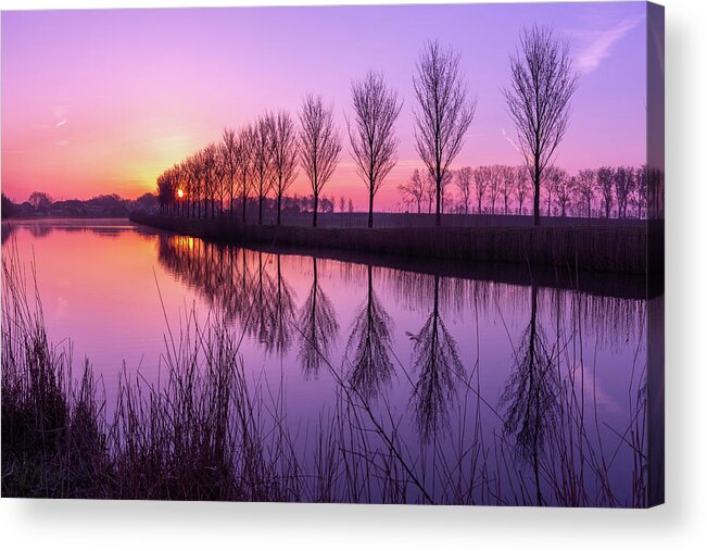 Canal Acrylic Print featuring the photograph Sunrise in Holland by Sue Leonard