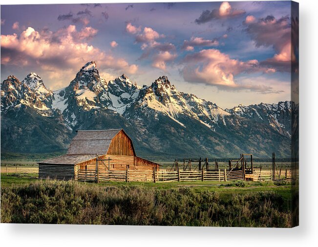 Wyoming Acrylic Print featuring the photograph Sunrise in north Moulton Barn by Michael Ash