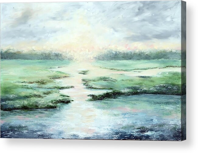 Lake Acrylic Print featuring the painting Low Country Gold by Katrina Nixon